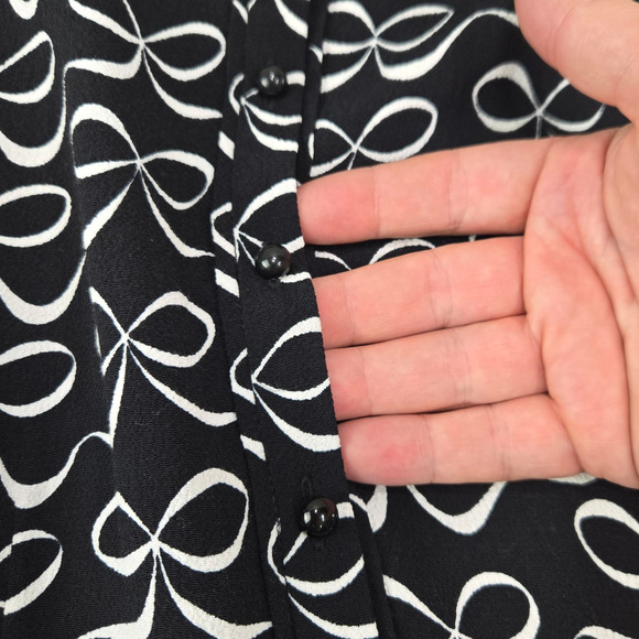Kate Spade Mackenna Black White Bow Print Dress Size 0 Sleeveless A-Line Dress - Picture 7 of 11
